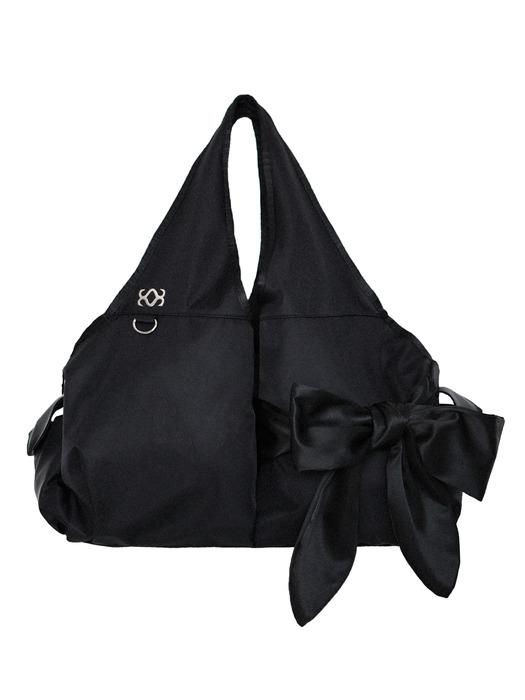 [4차/Nylon] bow shoulder bag (black)