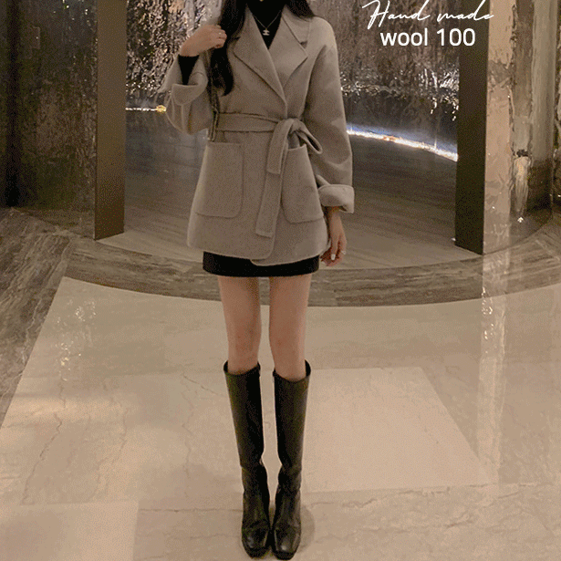 [울100% 핸드메이드] 스텔즈하프스트랩 coat