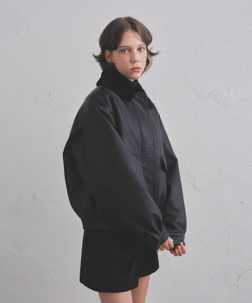 언샘블 퍼 블루종 무스탕_Black