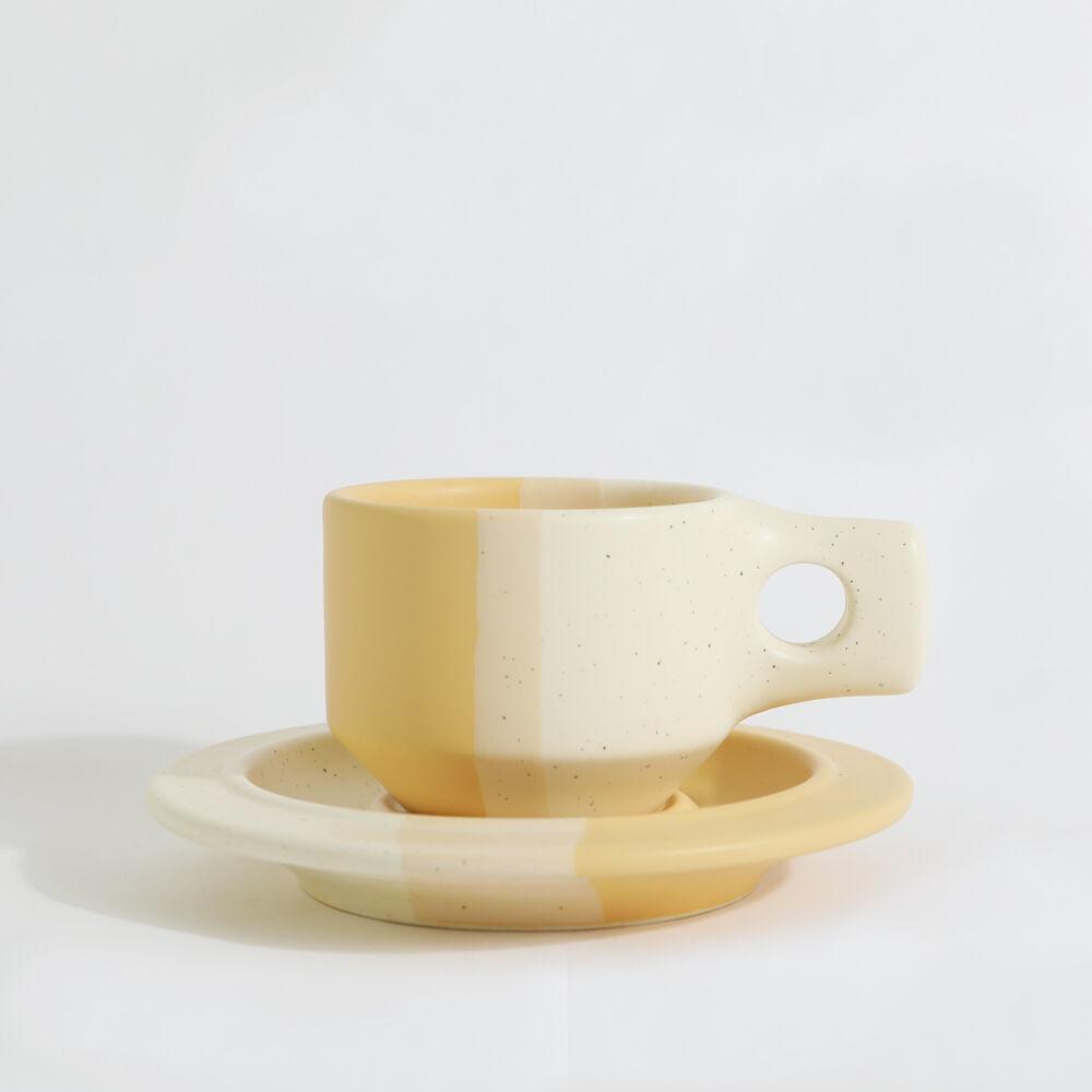 [36차입고]Color Block Line Flat Cup & Saucer-Yellow