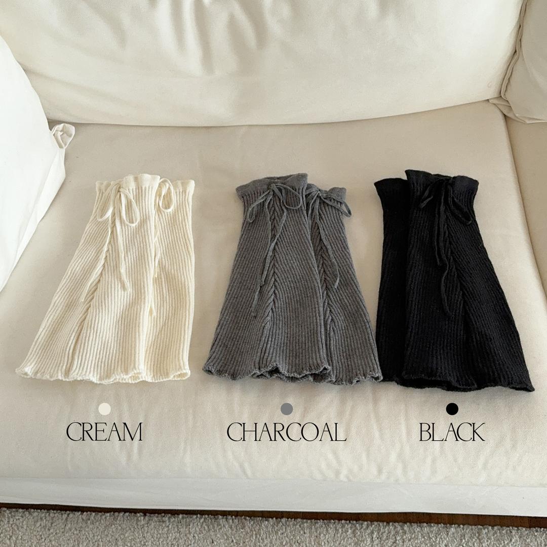 블루씨티 타이턴 리본 부츠컷 골지 니트 레그워머 3color