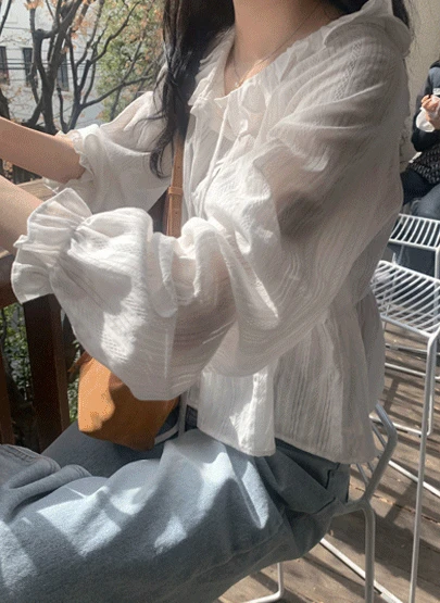 프린 프릴 블라우스 1color