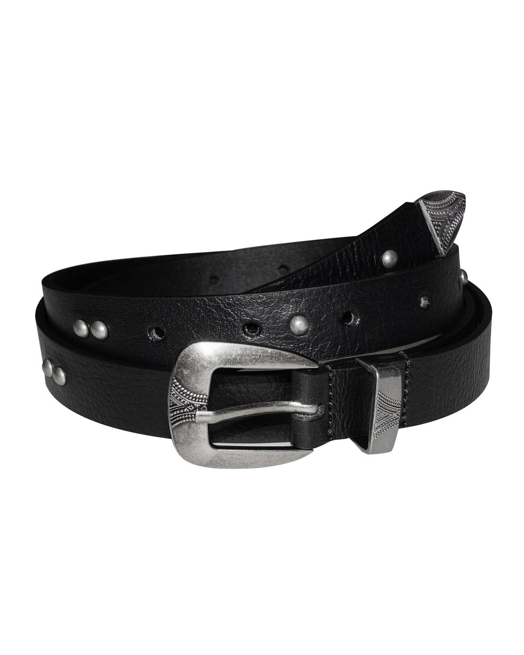 Western Studded Leather Belt (Black)