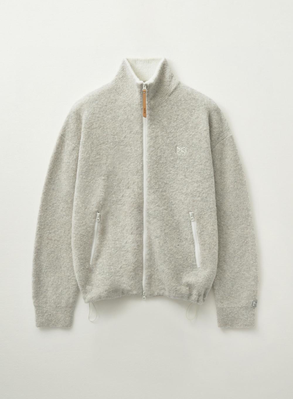 Fluffy Wool Fleece Knit Zip-up - Oatmeal