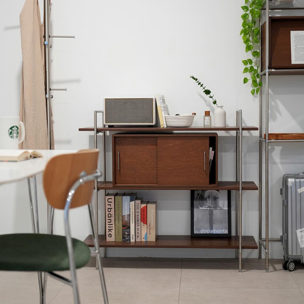 MCM 시리즈 라왕합판 모듈 쉘프 수납장 1000 슬라이딩 도어 미드센추리모던 원목 가구