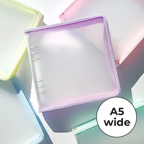 [A5와이드] 6공다이어리 반투명 지퍼 커버 파스텔 시리즈