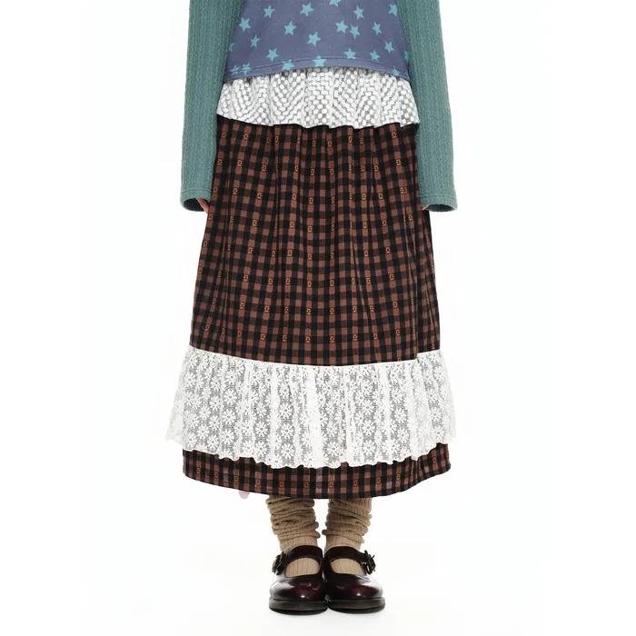 Romantic Ruffle Check Skirt