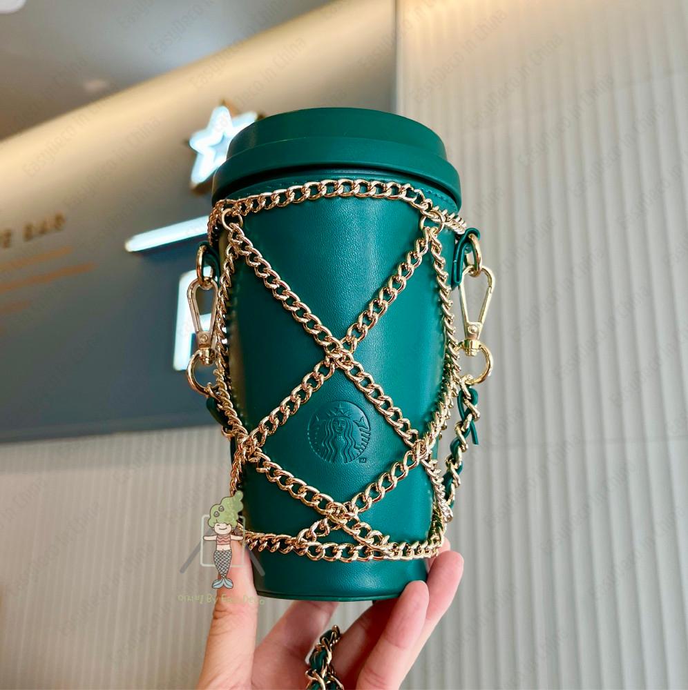[정품] 2021 중국 스타벅스 크리스마스MD 3차 엔틱 그린 SS 사이렌 텀블러 앤 체인 드링크백 370ml