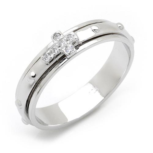 실버 아이린 큐빅 회전 묵주반지