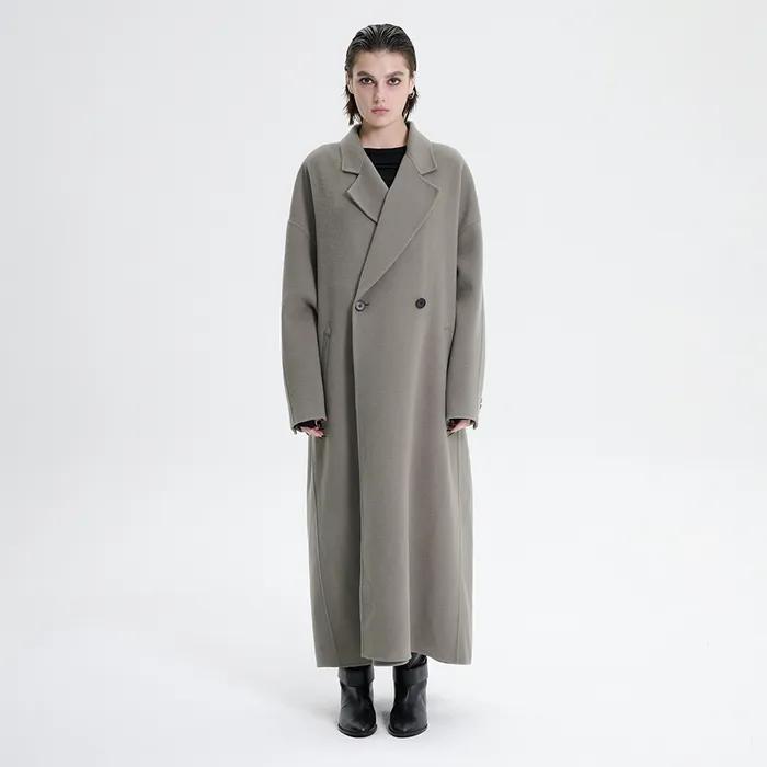 Handmade) Wide Long Coat [ Khaki Gray ]