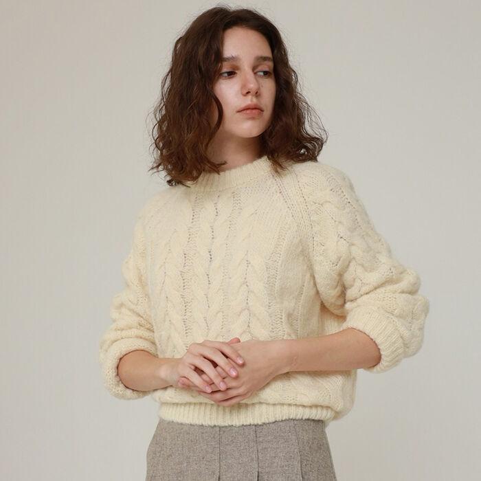 cable round knit top (6color)