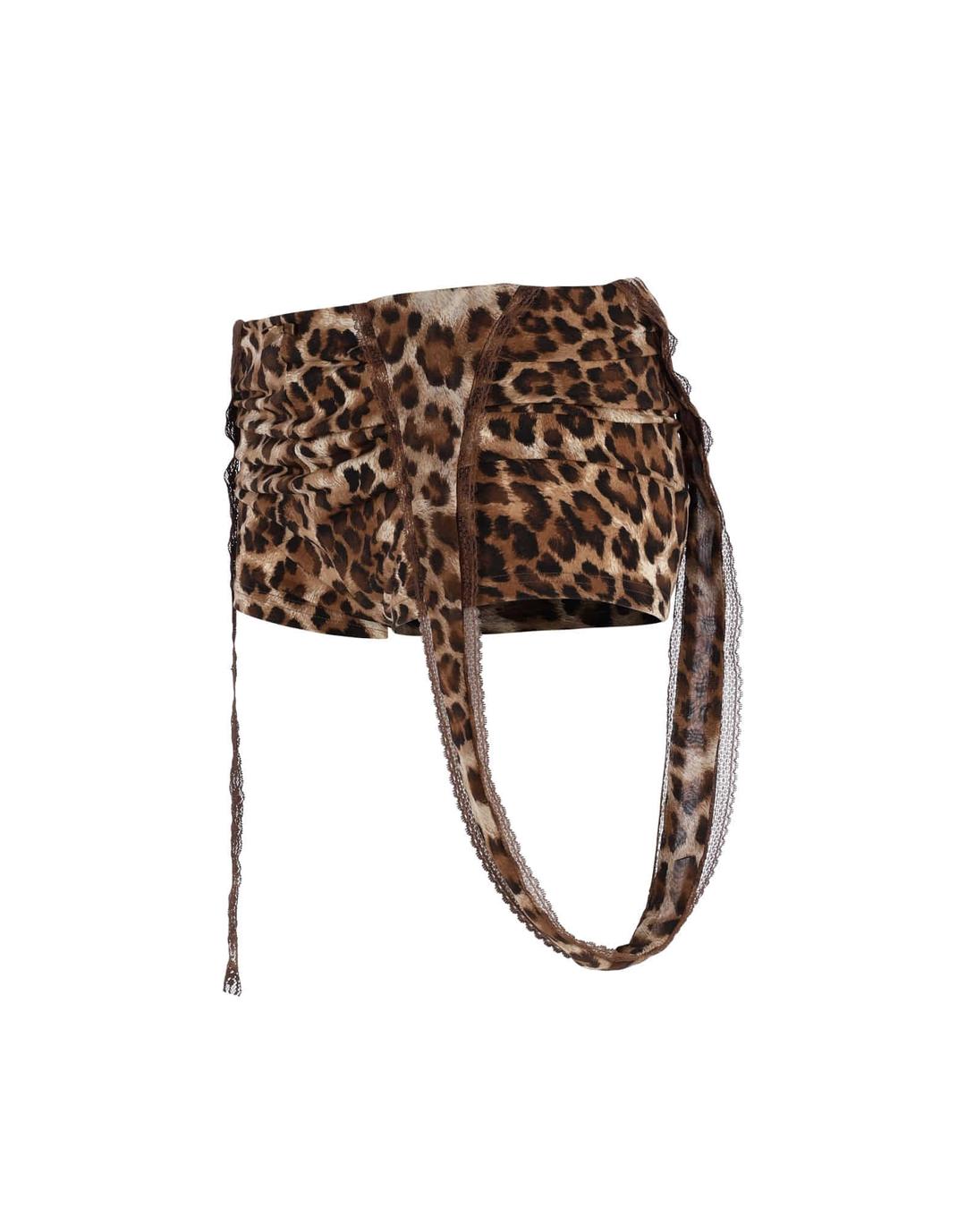[ PRE - ORDER ] layered lace slip shorts - leopard