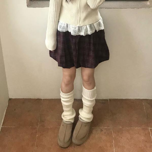 루아 벌룬 체크 스커트 ( lua balloon check skirt )