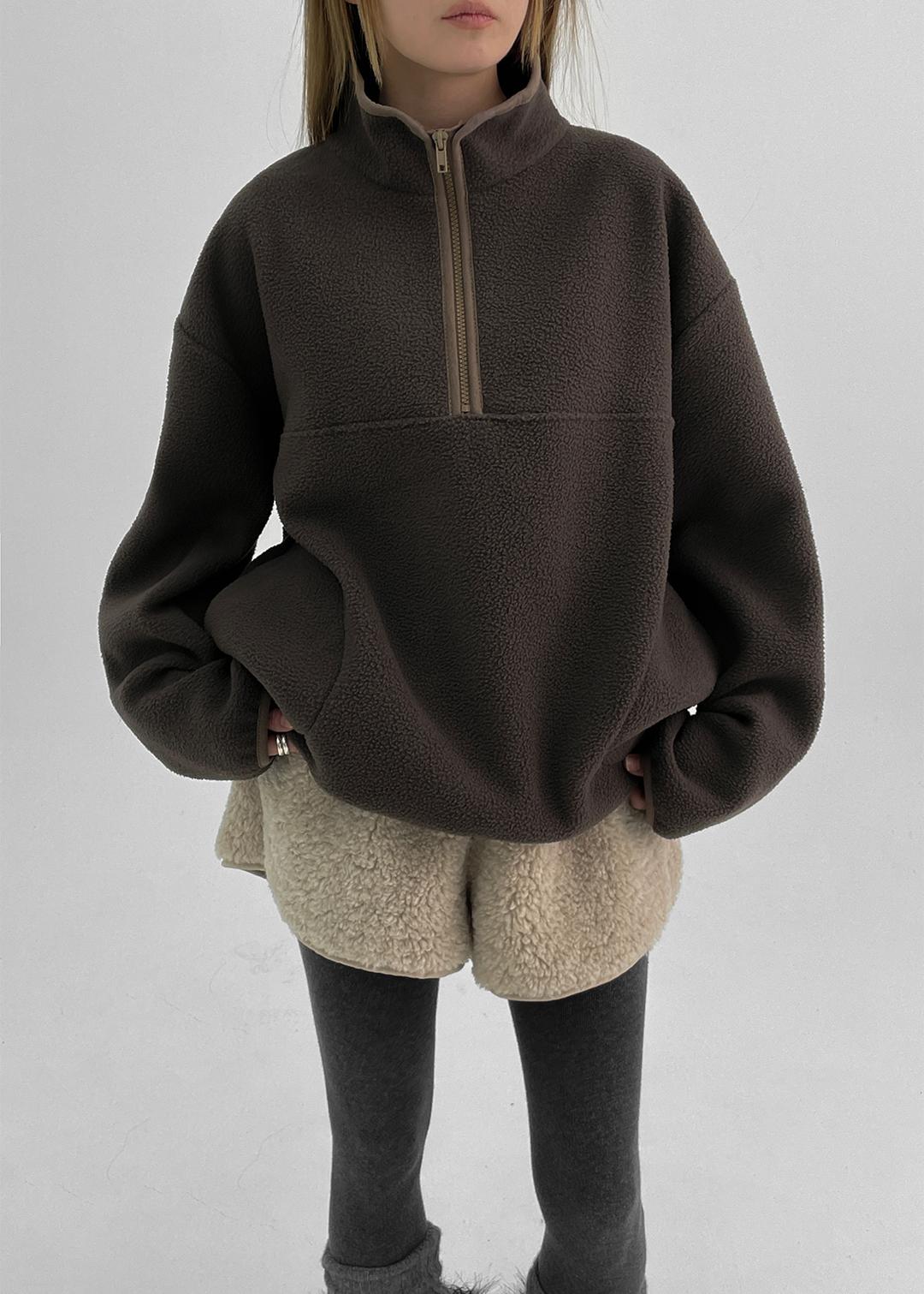 (UNISEX) 컴포지 배색 플리스 반집업