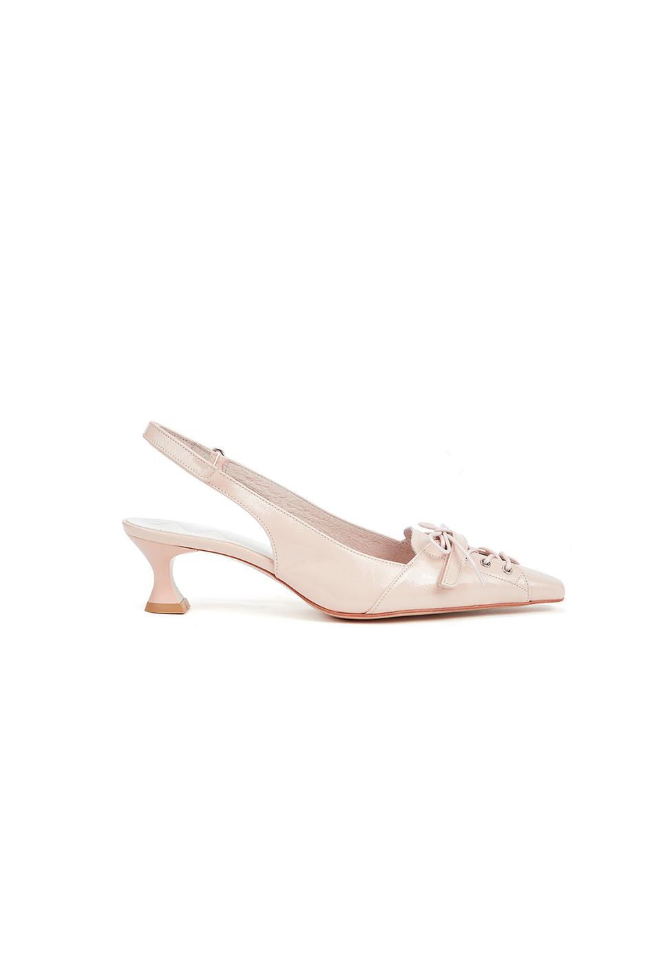 LACE-UP POINTY HEEL, SALMON