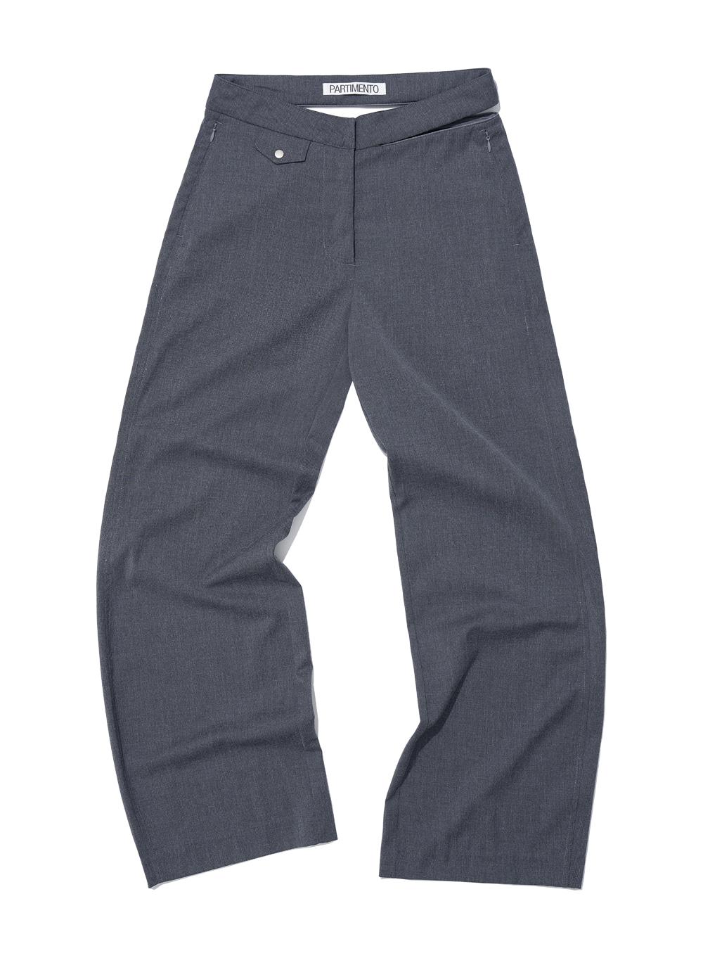 [WOMEN] CUT-OUT WAIST TROUSERS_CHARCOAL MELANGE