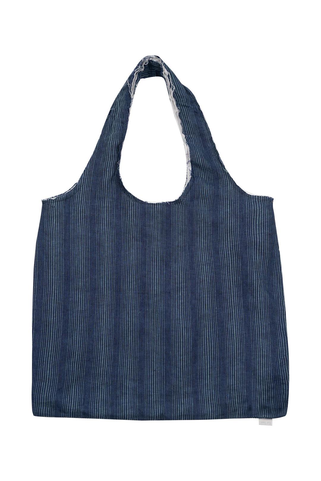 BLUE WAVE LINEN REVERSIBLE ECO BAG (BLUE)