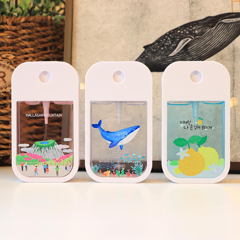 휴대용 향기 손소독제 45ml 9종 제주기념품샵 여행선물 기념품 비비핸즈 고래 한라산