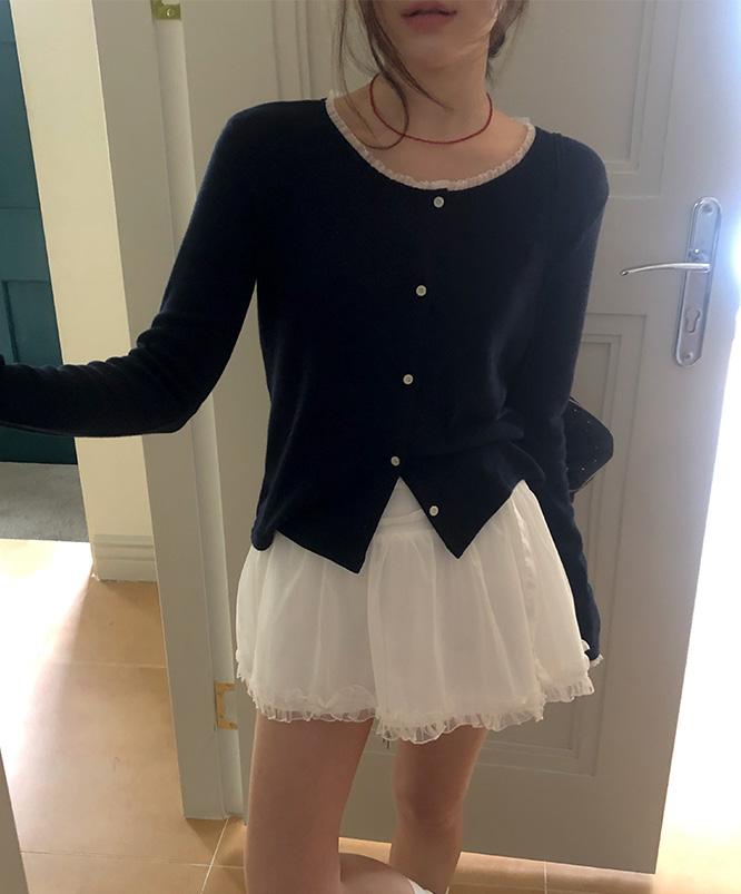 니어웨어 [S/S🌸/BEST] 후아 레이스 가디건 (3color) 라운드가디건/U넥/프릴가디건/이너가디건/레이어드/레이스/데이트룩