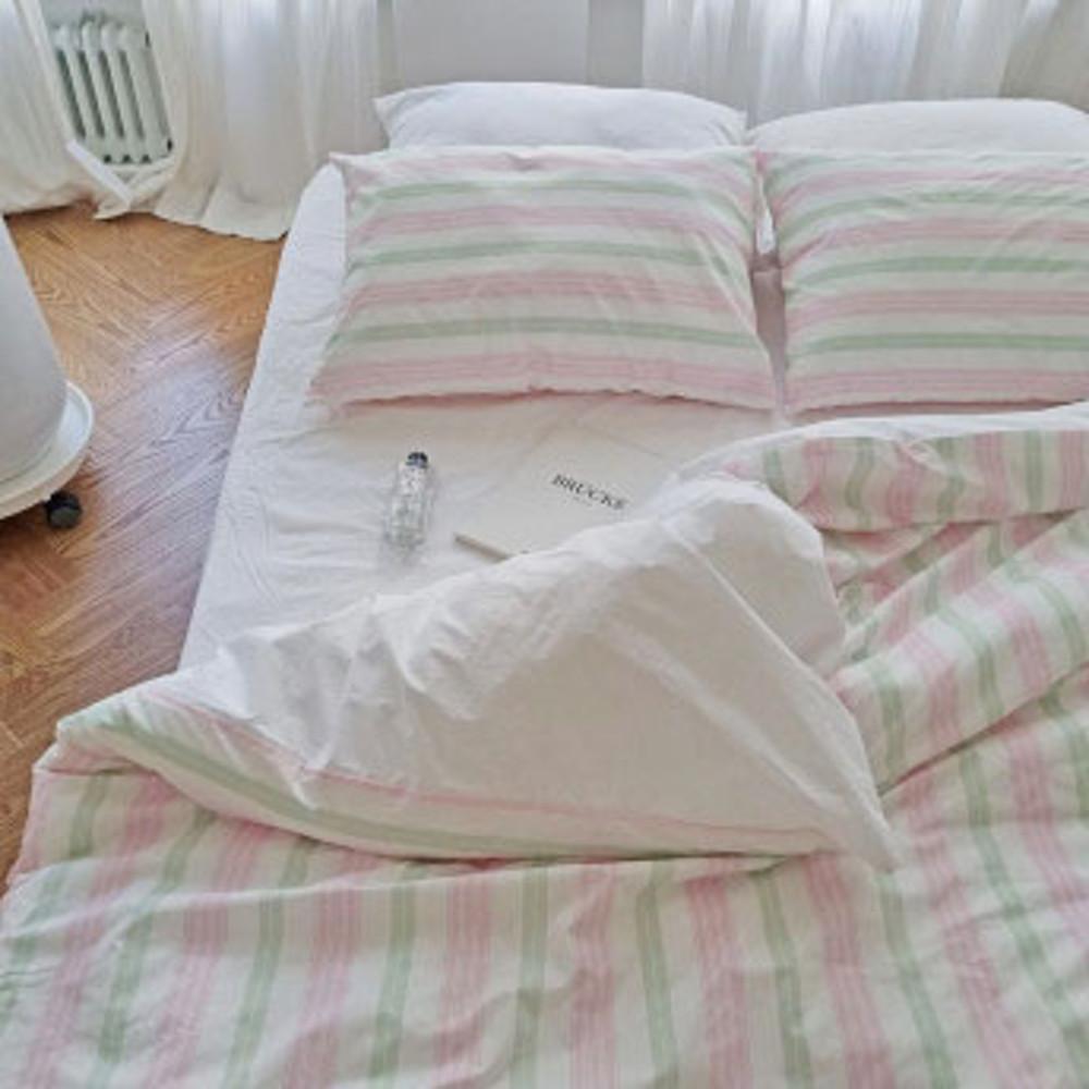 러브론 제인 스트라이프 핑크 민트 이불 커버 세트 단품 60수 순면 호텔 침구