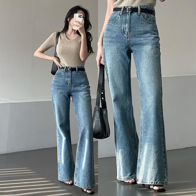 가나다란 [라인보정✔️] 가나다란 젠버 인생핏 하이웨스트 중청 워싱 부츠컷 데님 팬츠