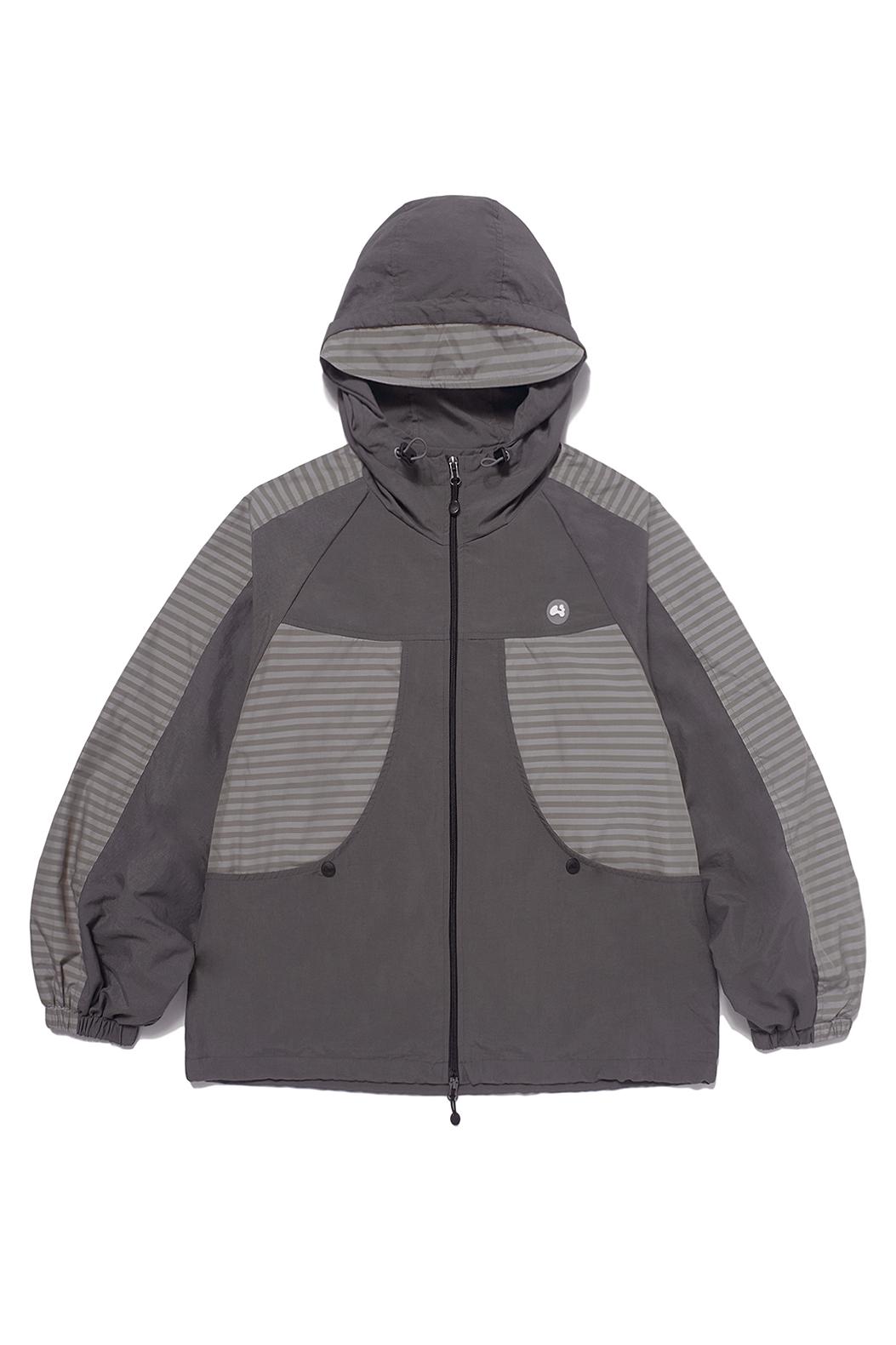 Stripe wind-breaker (Brown)