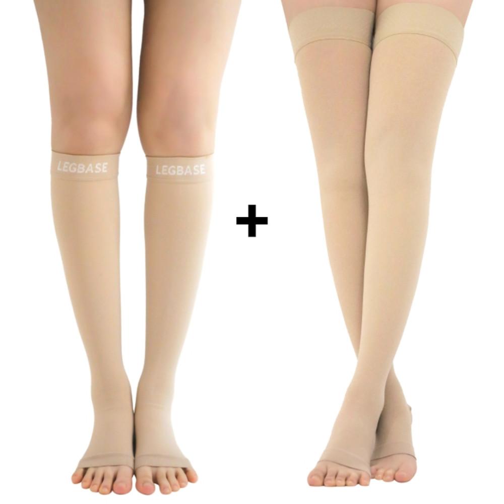 [1+1]레그베이스 의료용 압박스타킹 종아리압박밴드 다리붓기관리 간호사 승무원 임산부