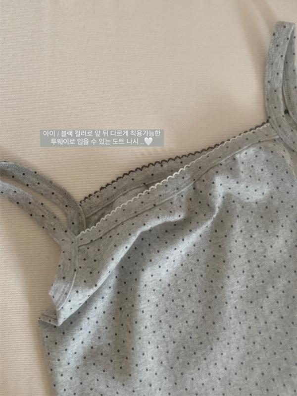 유리에 모델소장🖤 도레 투웨이 sleeveless - 2color (도트/레이스/도트나시/레이어드/이너템/페스티벌룩)