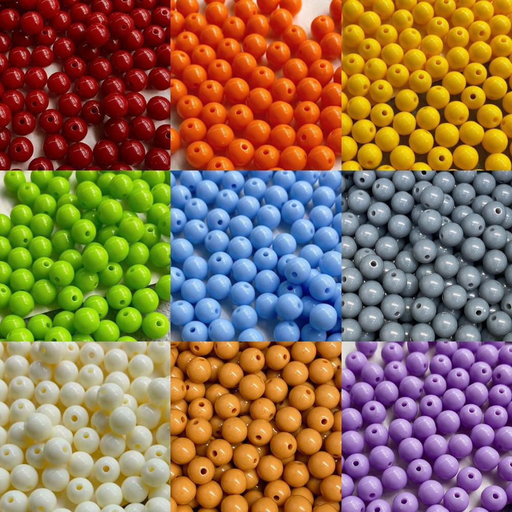 아크릴 비즈 8mm 단색 원형 비즈발 만들기 구슬발 공예 재료 100개입