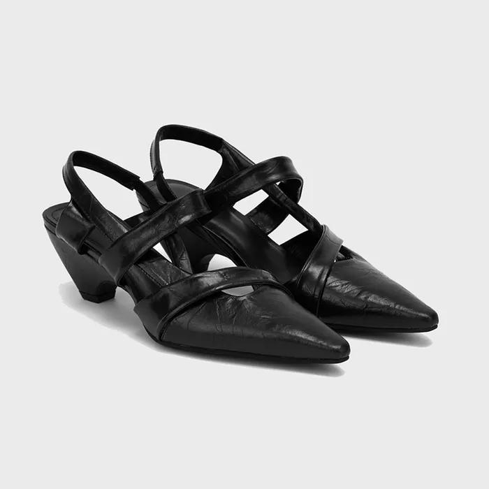 ROPE STRAP SLINGBACK IN BLACK