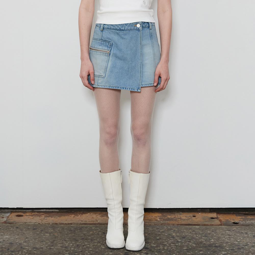 Denim Wrap Shorts - Light Blue