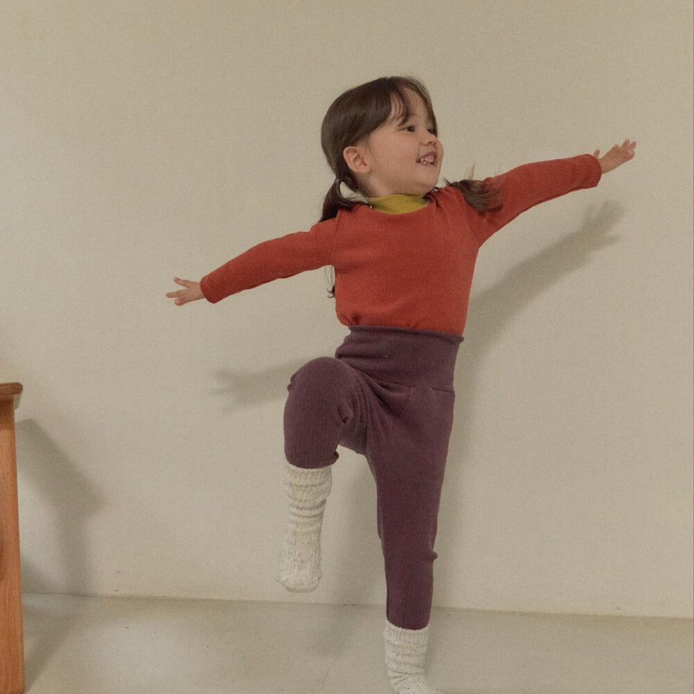 두두앤솜 컬러배색 반목 골지 실내복 - 캐럴버건디