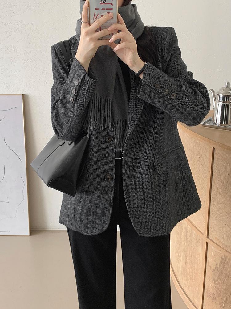 유라타임 [MADE/바배🚀] 뮤트 울 헤링본 자켓