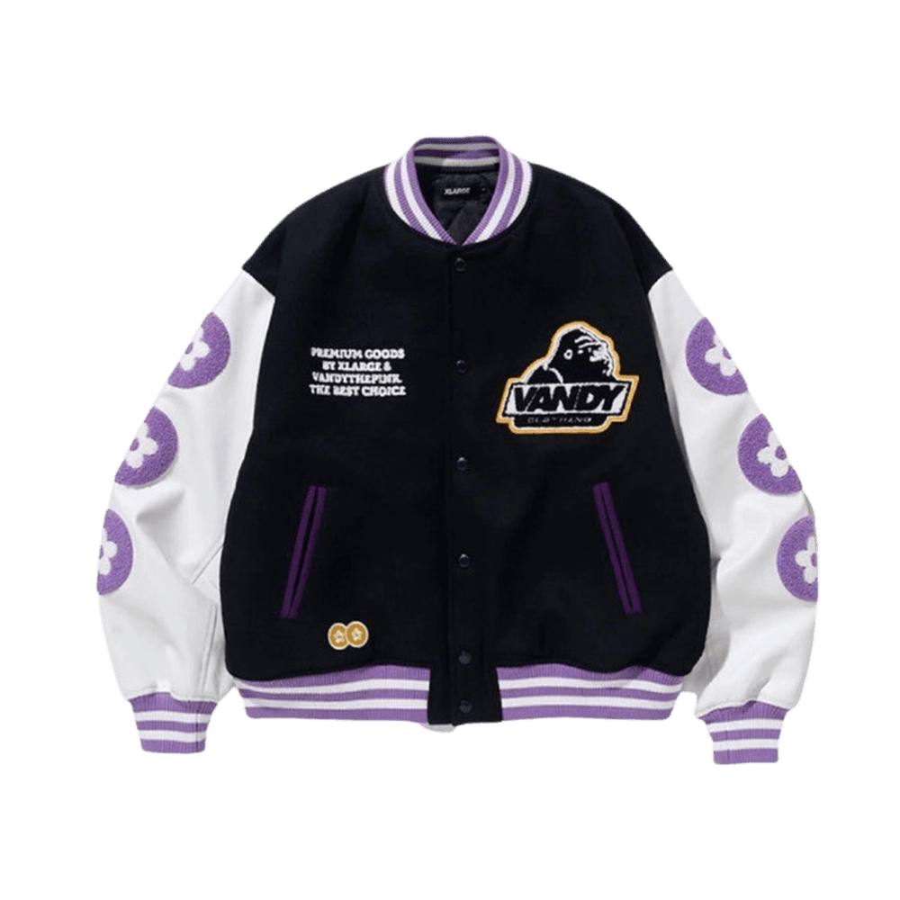 반디 더 핑크 x 엑스라지 바시티 재킷 블랙