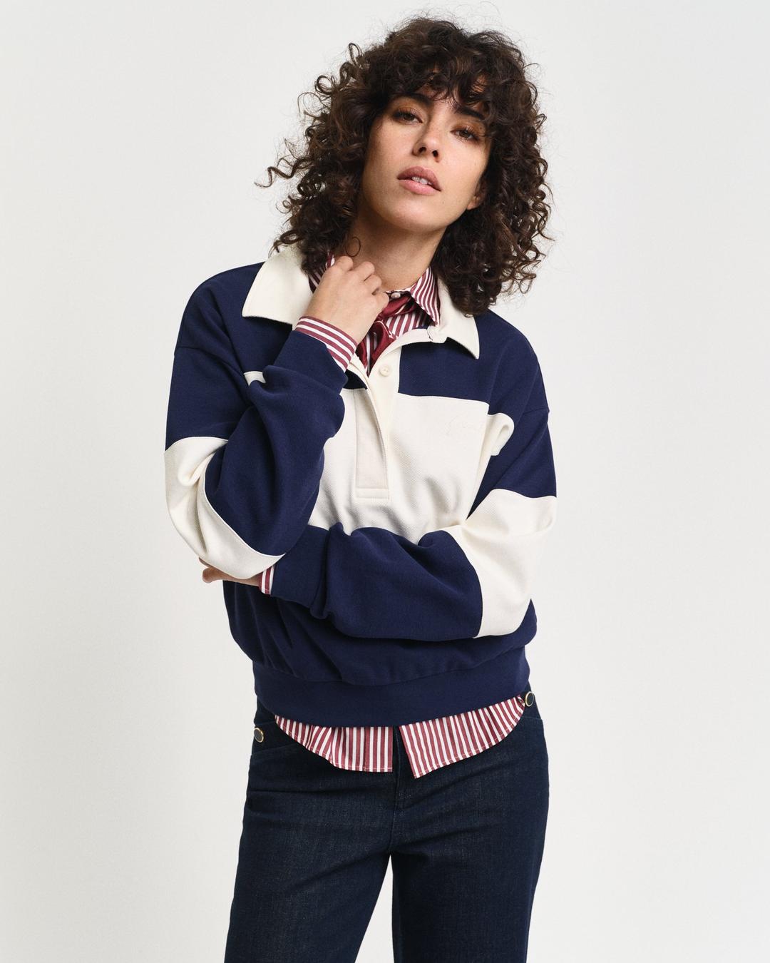 Piqué Textured Color Blocked Rugger