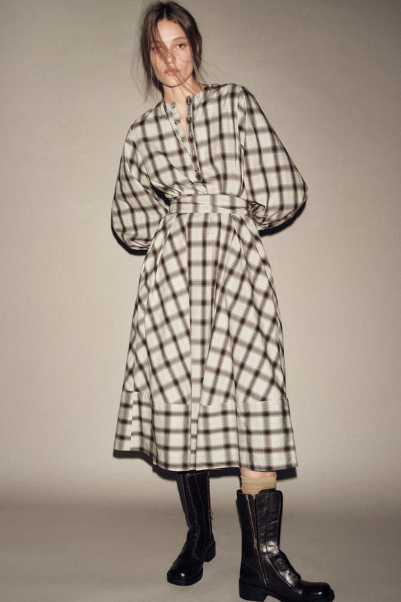 ZW COLLECTION 체크 셔츠 원피스