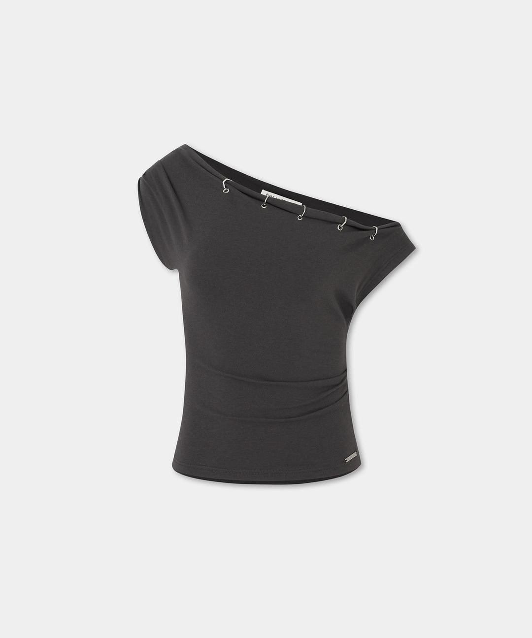 Piercing Drape Short Sleeve (CHARCOAL)
