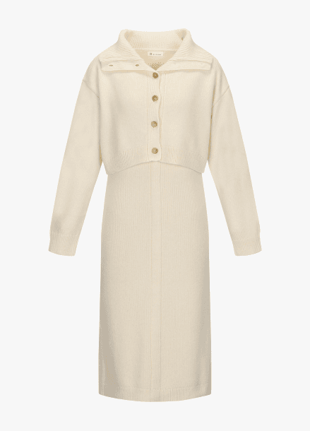 [시즌오프]울블랜드 크롭 가디건&원피스 세트