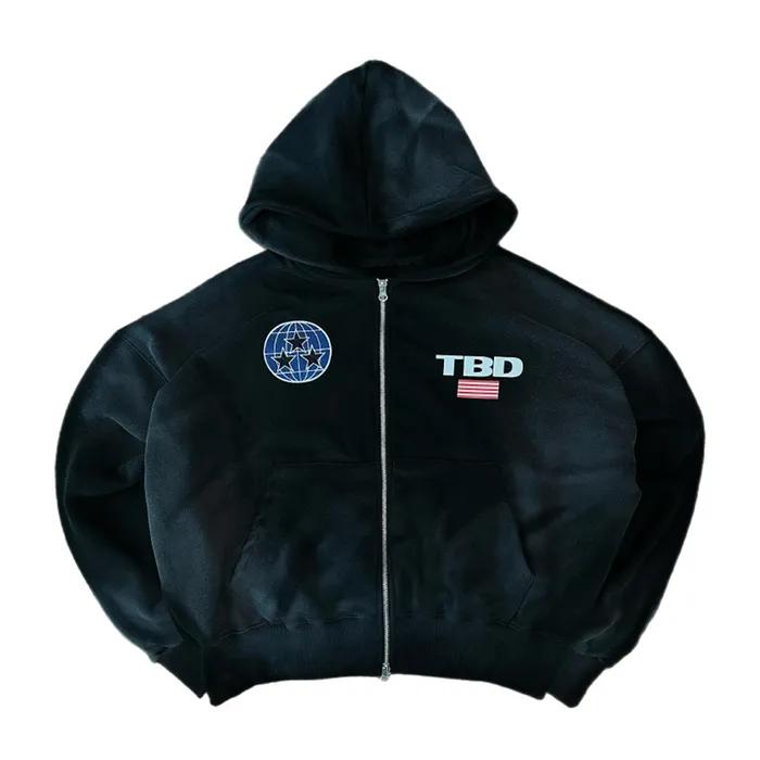TBD World Logo Spray Hoodie Zipup BLACK