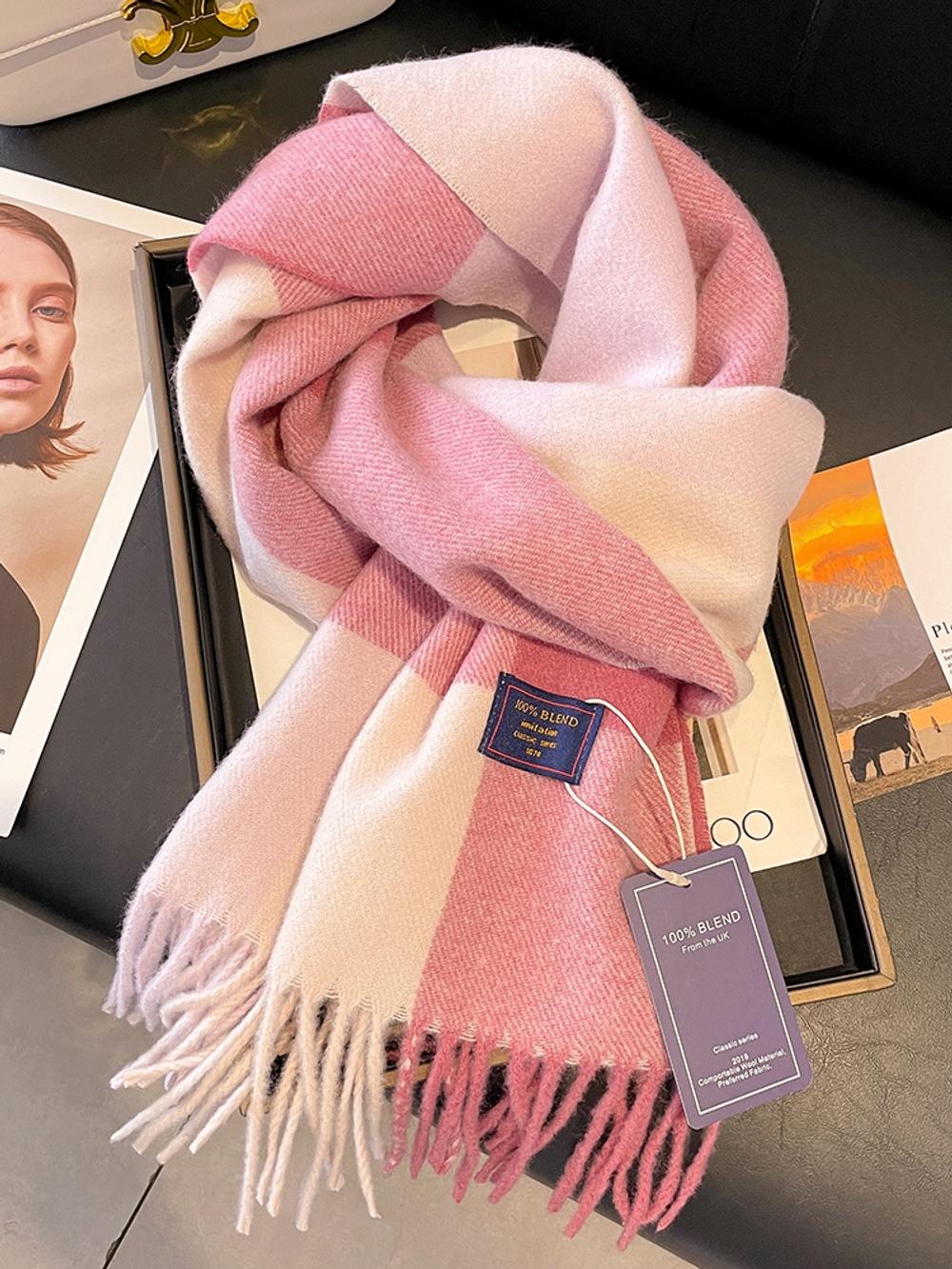 겨울 가을 심플한 체크 캐시미어 머플러 목도리