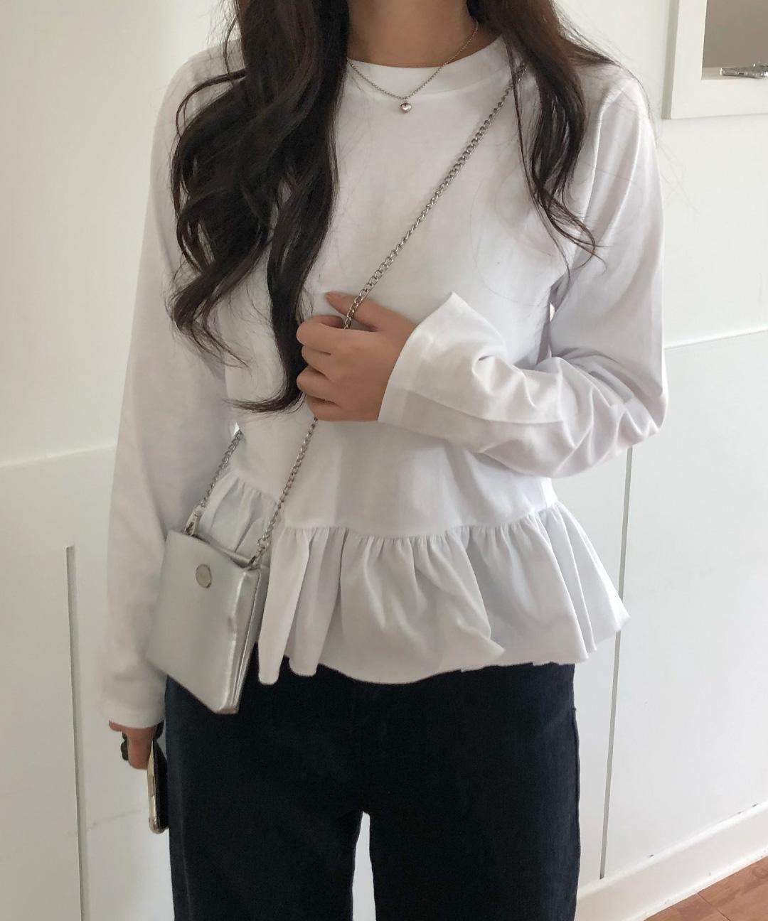 오베럴 하이 레이어드티셔츠 프릴티셔츠/5-7일 소요