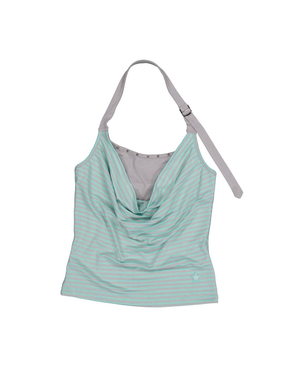 STRIPE LAYERED HALTERNECK / MINT
