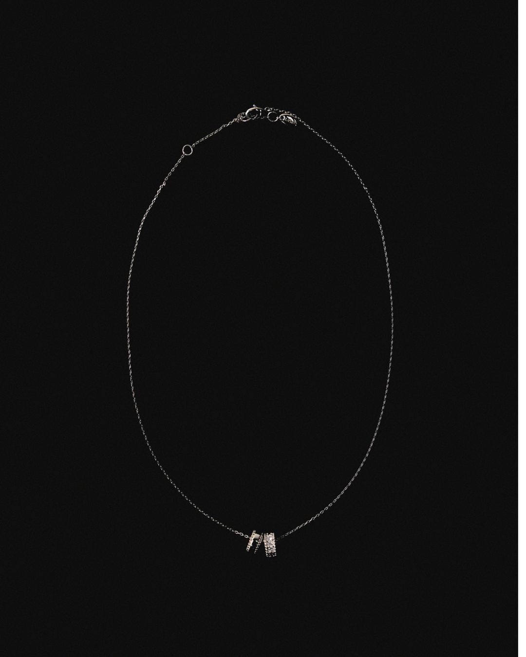 Laffini double pendant necklace Silver - 14K