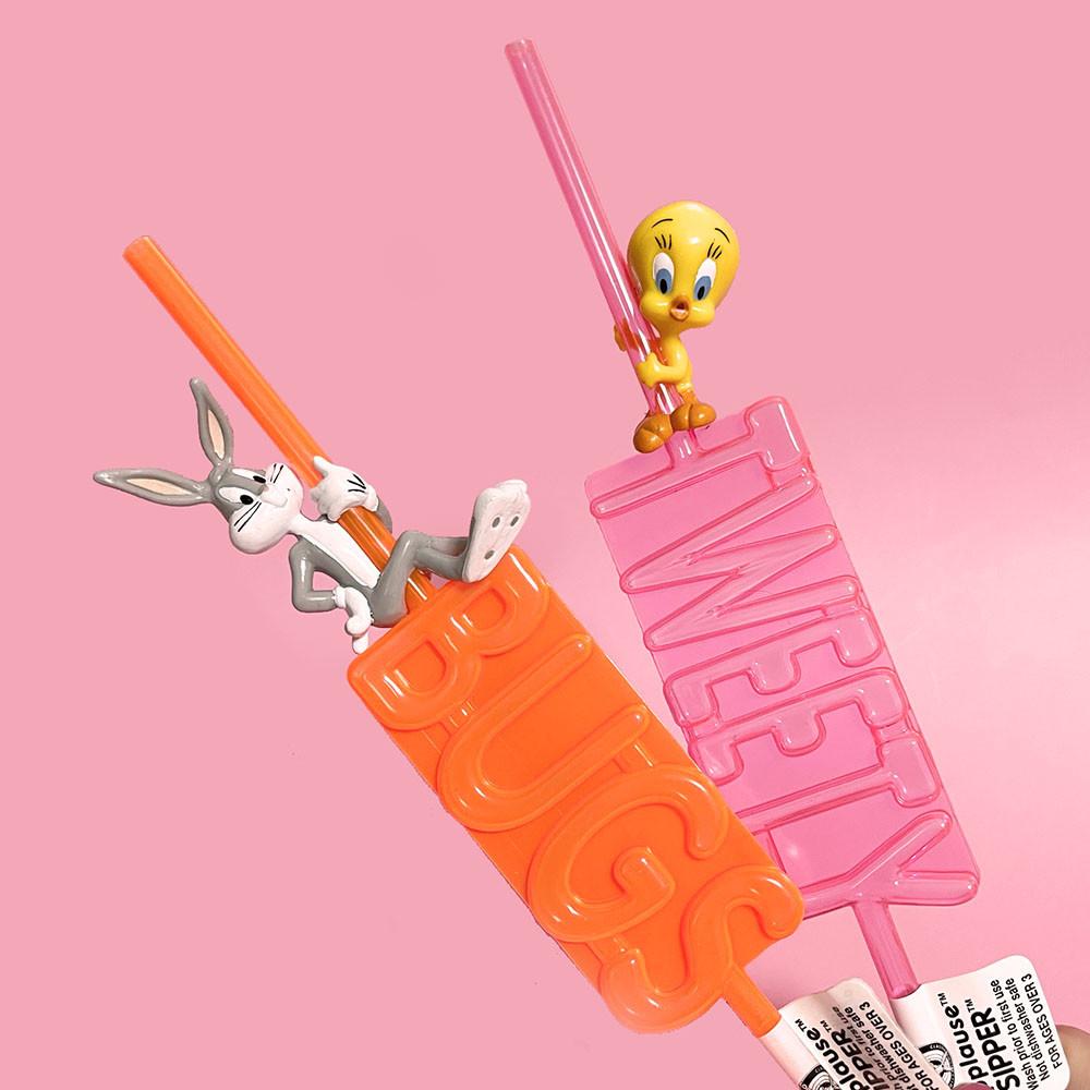 빈티지 루니툰 벅스버니 트위티 피규어 빨대 스트로우