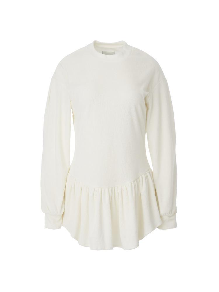 Terry ruffle top - White