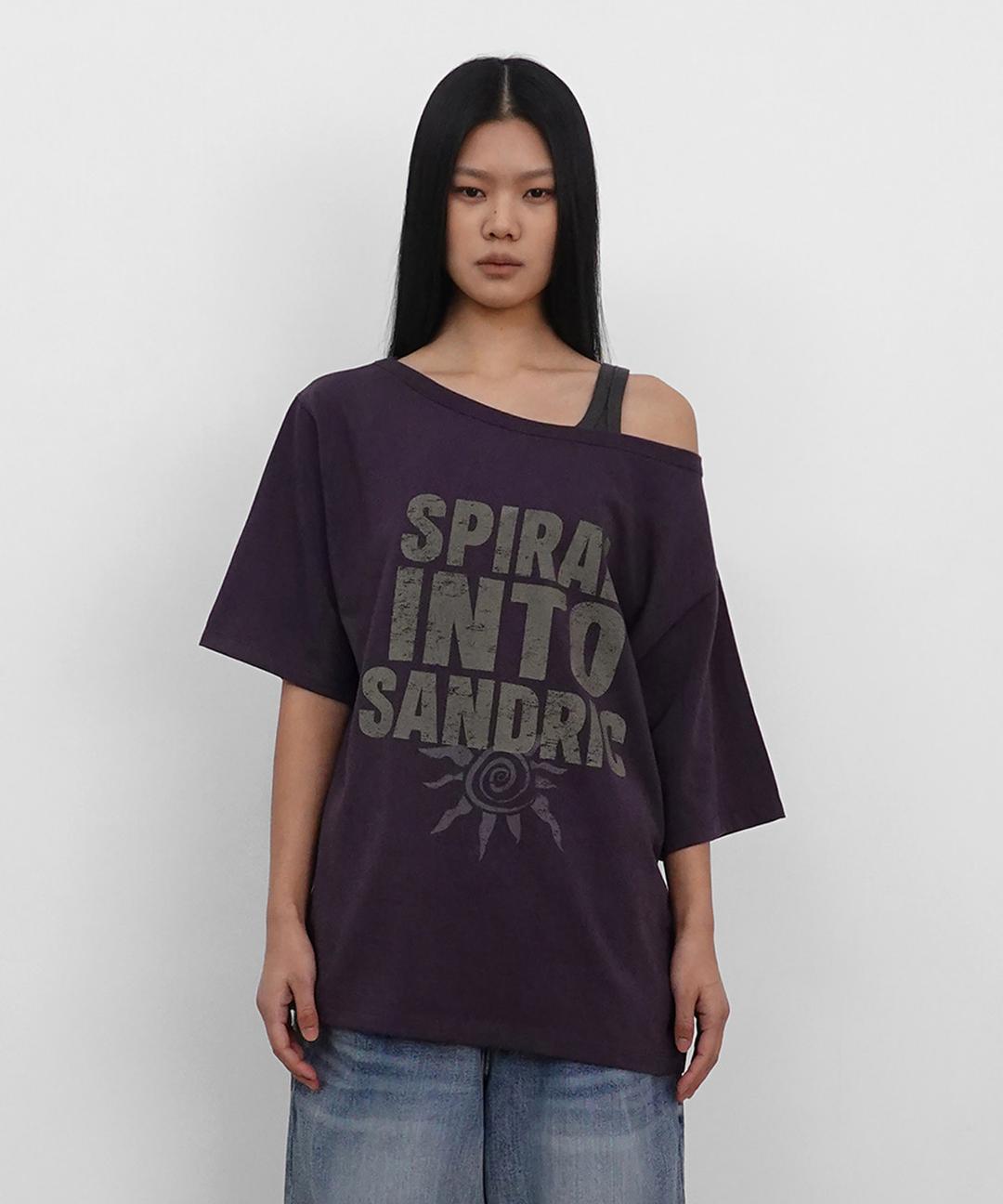 One Shoulder Printed T-shirt_Purple