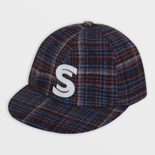 EMBLEM PATCH WOOL CHECK MUSHROOMS CAP (NAVY)