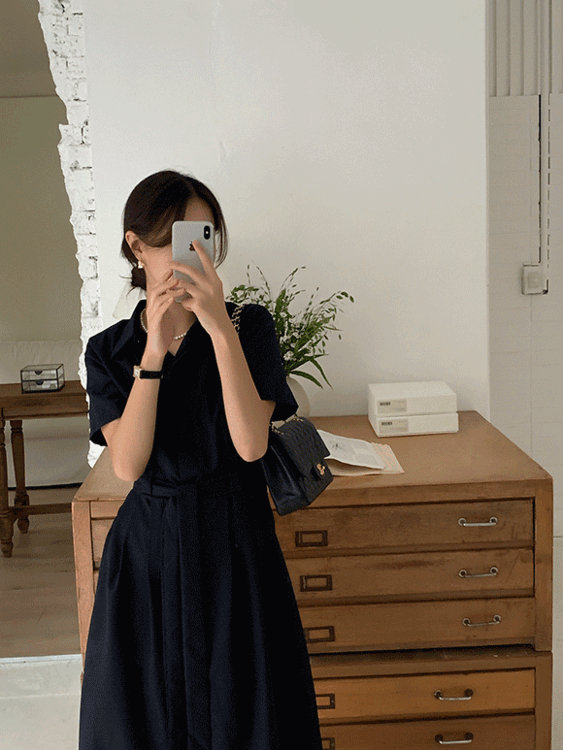 루어스룸 필립 카라넥 봄 여름 셔츠 허리끈 벨트 A라인 플레어 하객룩 맥시 롱 원피스(직잭10주년/하객룩원피스/여름하객룩/데이트룩/출근룩)
