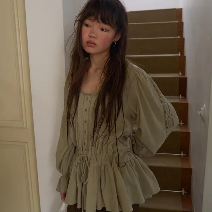 Bohemian Pintuck Mini Dress / Khaki