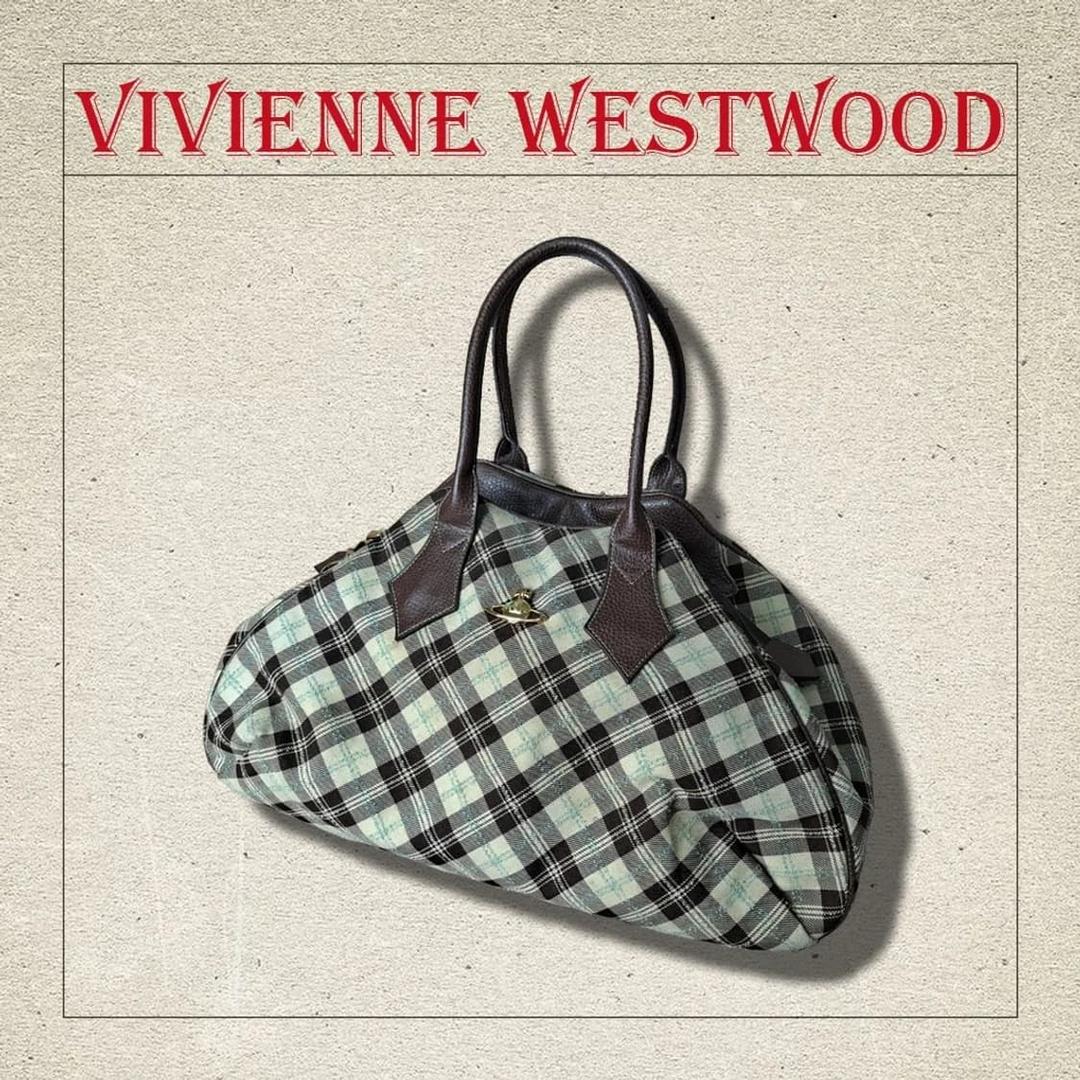 [비비안 웨스트우드] 타탄체크 빈티지 토트백 라지